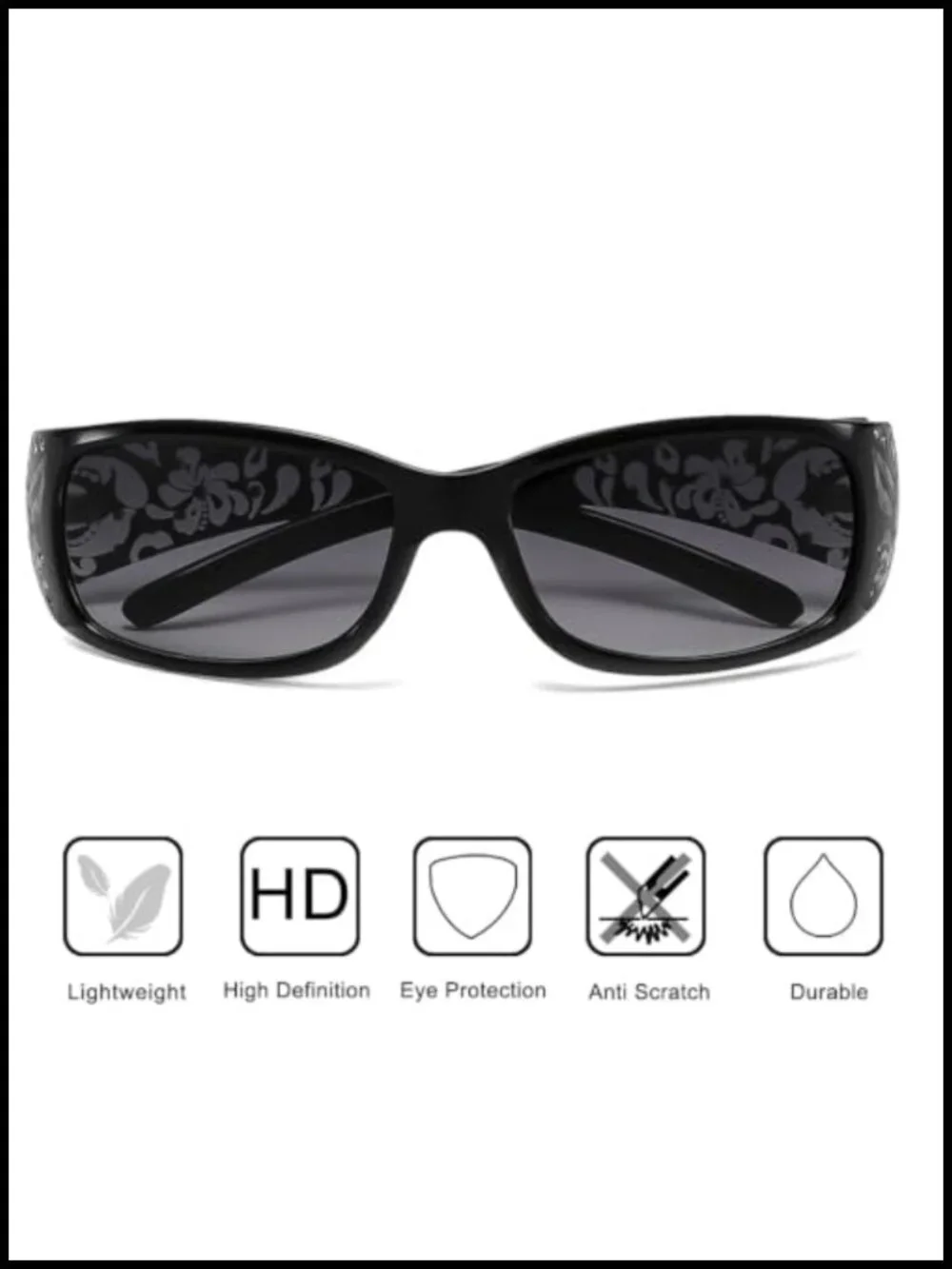 Y2K Rectangle Wrap Around Sunglasses for Women, UV400 Protection